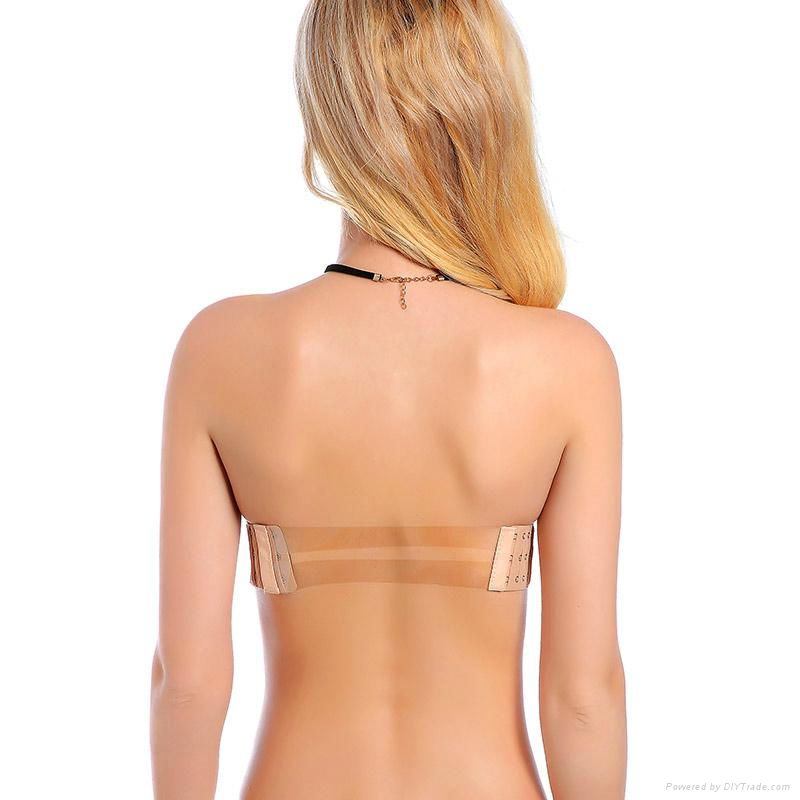 Women strapless stick on push up bra one piece lingerie  4