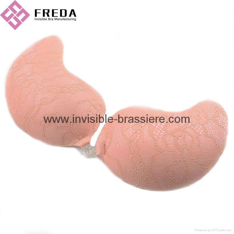 Elegant Pink Silicone Padded Push Up Bra  5