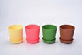 Plastic 6 Multicolored Circle Flower Plant Pots  with Saucer  1