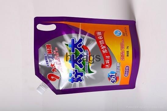 Plastic laundary liquid bags washing powder jelly bags with spout 4