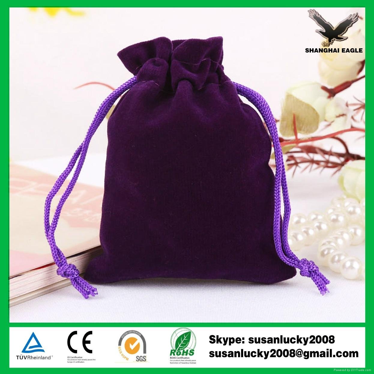Purple velvet jewelry bag
