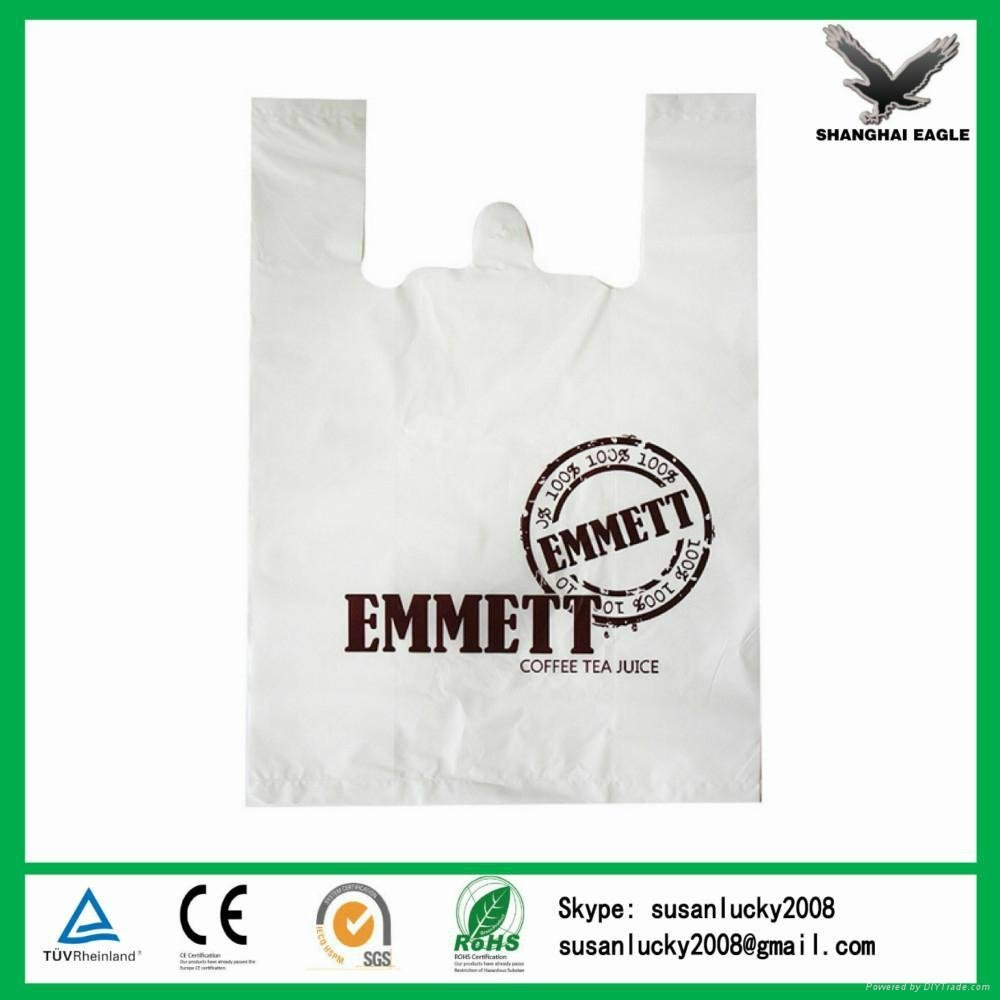 Customized HDPE/LDPE punch handle printed plastic shopping bag 3
