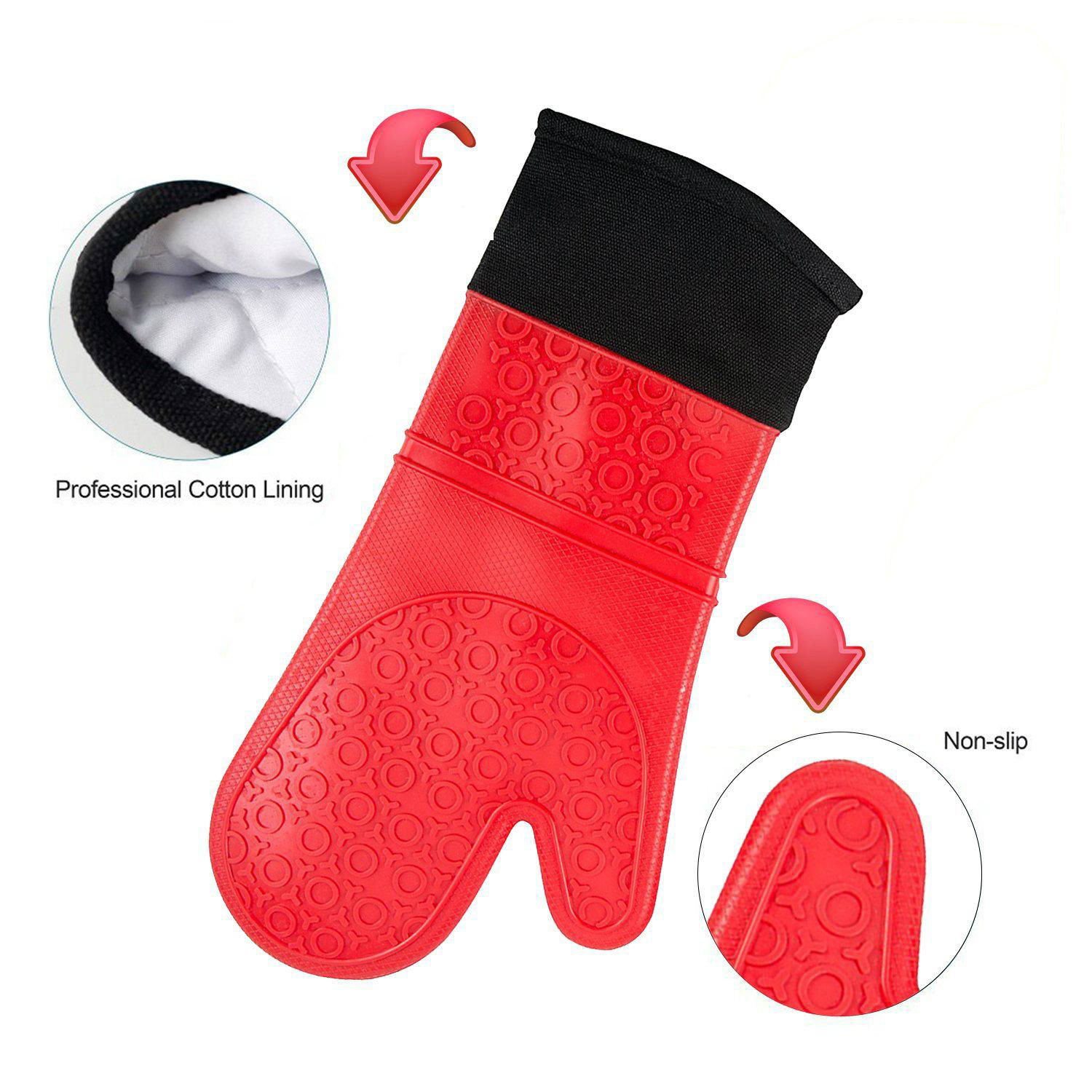 Silicone Oven Mitts Heat Resistant Oven Gloves 2