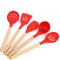 Silicone Kitchen Utensils Set with wood