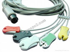 One piece ECG cable with 5-ld