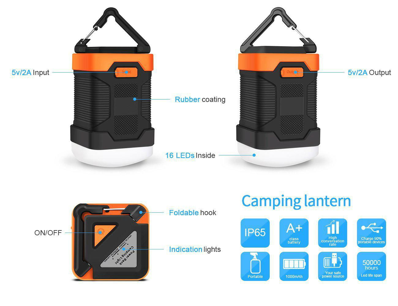 Outdoor USB Rechargeable LED Camping Lantern