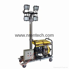 gasoline generator set mobile light tower 4.2m pneumatic telescopic mast