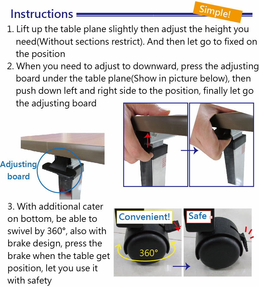 Height Adjustable Standing Lifting Desk With Wheels 4