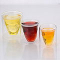 clear skull shaped double wall  whisky glass cup double wall glass cup