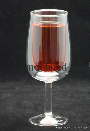 Clear double wall red wine glass cups wine  glass goblet