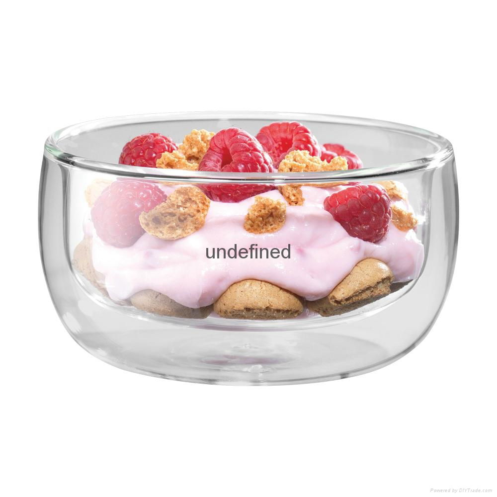 Clear double wall glass bowl soup bowl