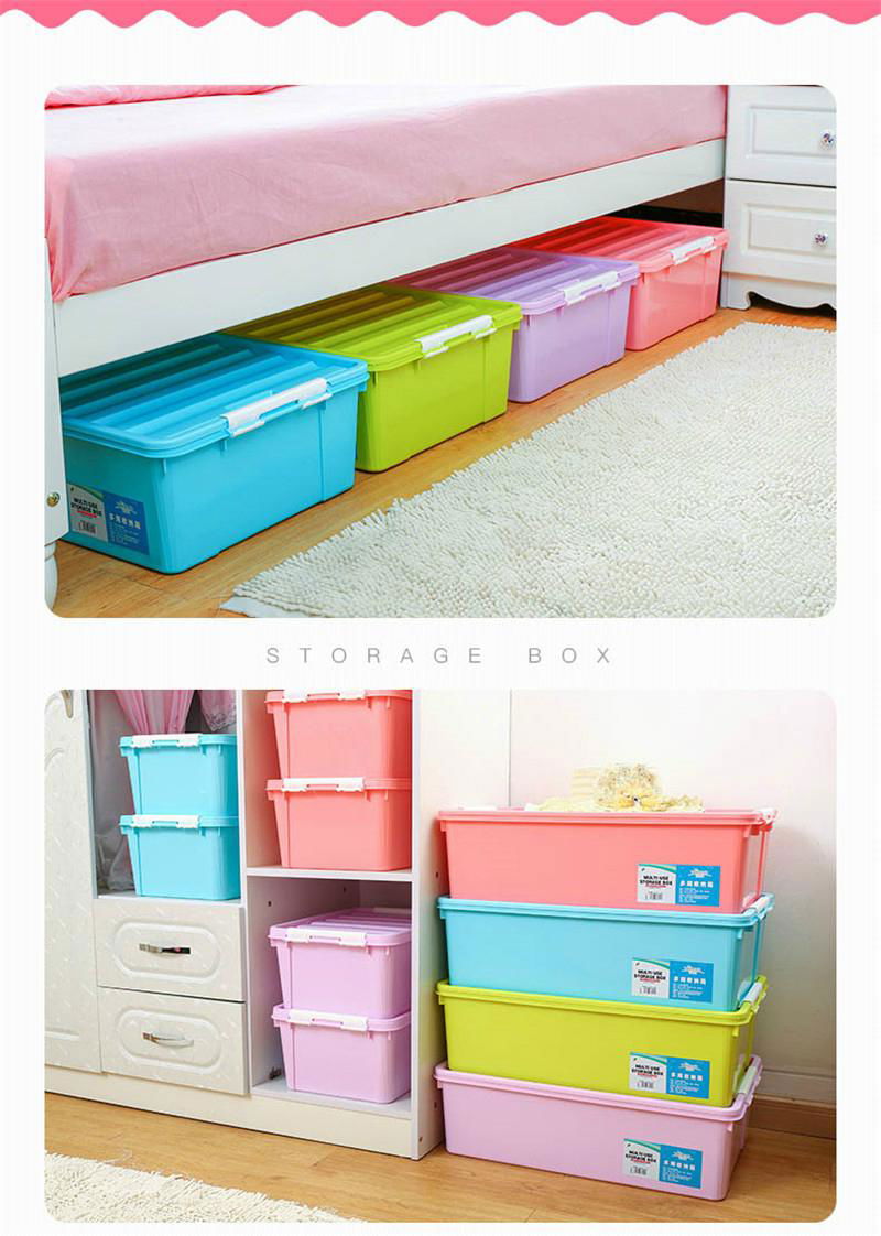 Storage Organizer Box Plastic Container Case Under Bed Latch Lid Home