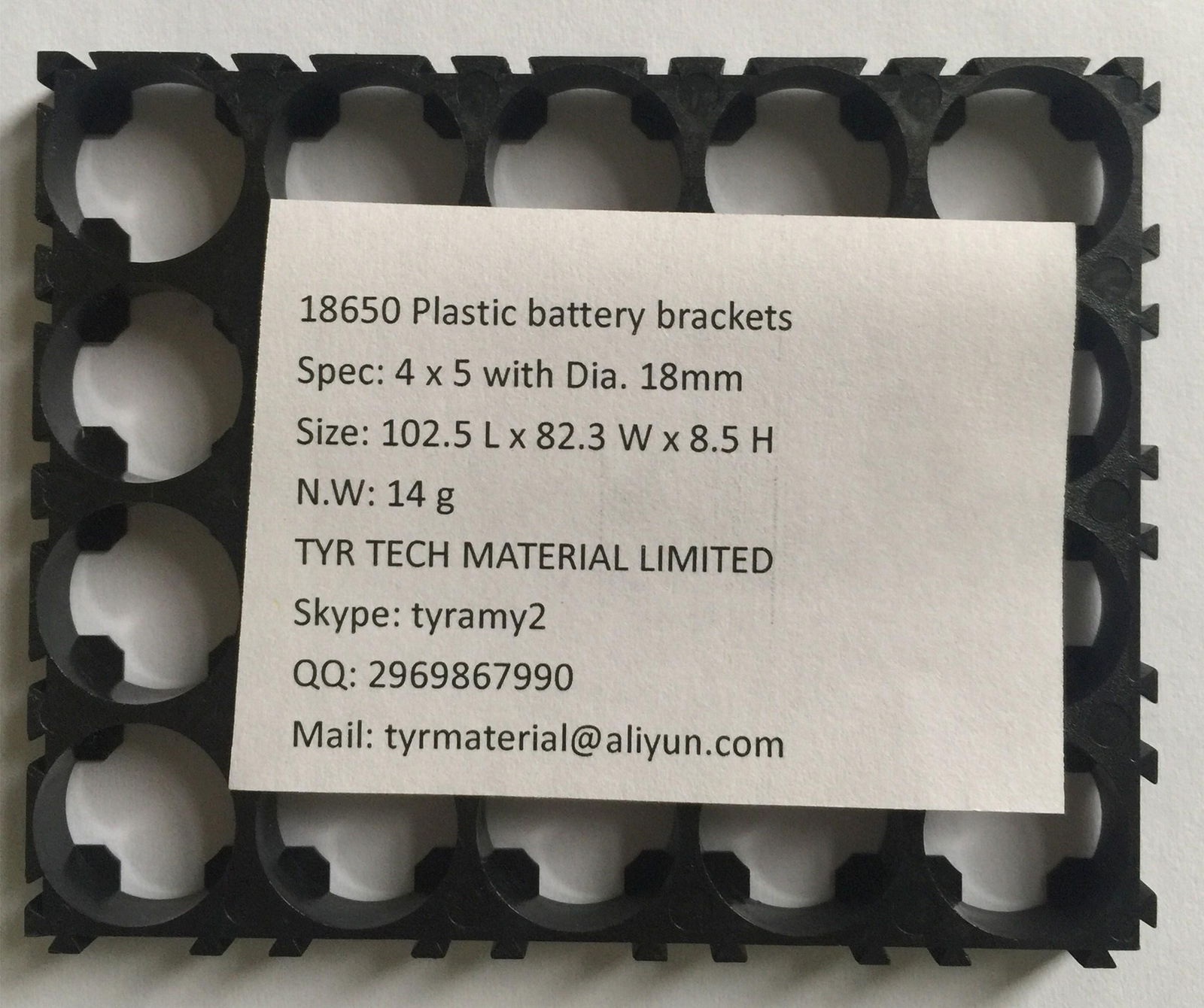 18650 battery ABS+PC bracket used for cylindrical lithium-ion cells packing 4x5 2