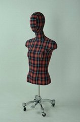 Male and female half body clothing mannequin checkered  style
