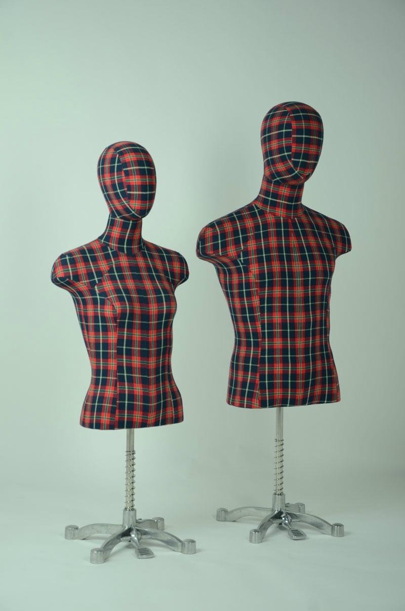 Male and female half body clothing mannequin checkered  style 4