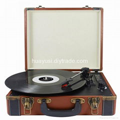 portable suitcase turntable vinyl record player with bluetooth