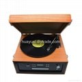 Wooden cd gramophone vinyl turntable player with usb 4