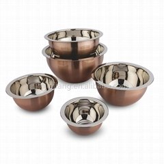 High Quality Salad Bowl Set, Stainless Steel Mixing Bowl Set with golden spray p