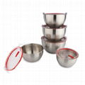 Hot Sales Stainless Steel Mixing Bowl 5pcs with plastic airtight lid 1