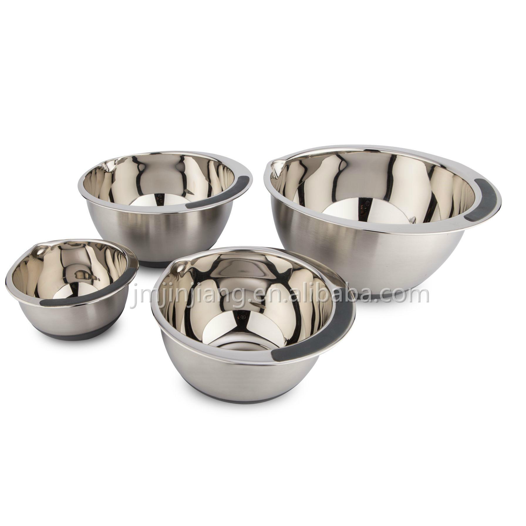 stainless steel mixing bowl with nonslip edge spout mouth JH0319 custom (China Manufacturer