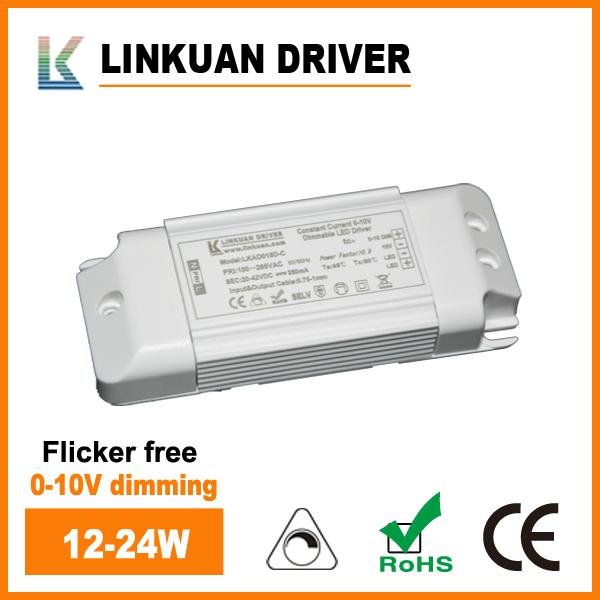 Flicker free LED driver 0-10V dimming 12-24W LKAD018D-C