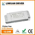Flicker free LED driver 0-10V dimming