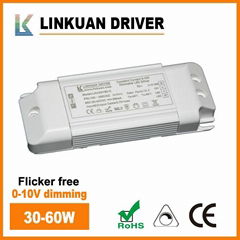 60W 0-10V dimming LED driver flicker free for panel lights LKAD069D-C