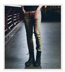 OEM New Design Fashion Colorful Print Narrow Bottom MenS Skinny Jeans Y052