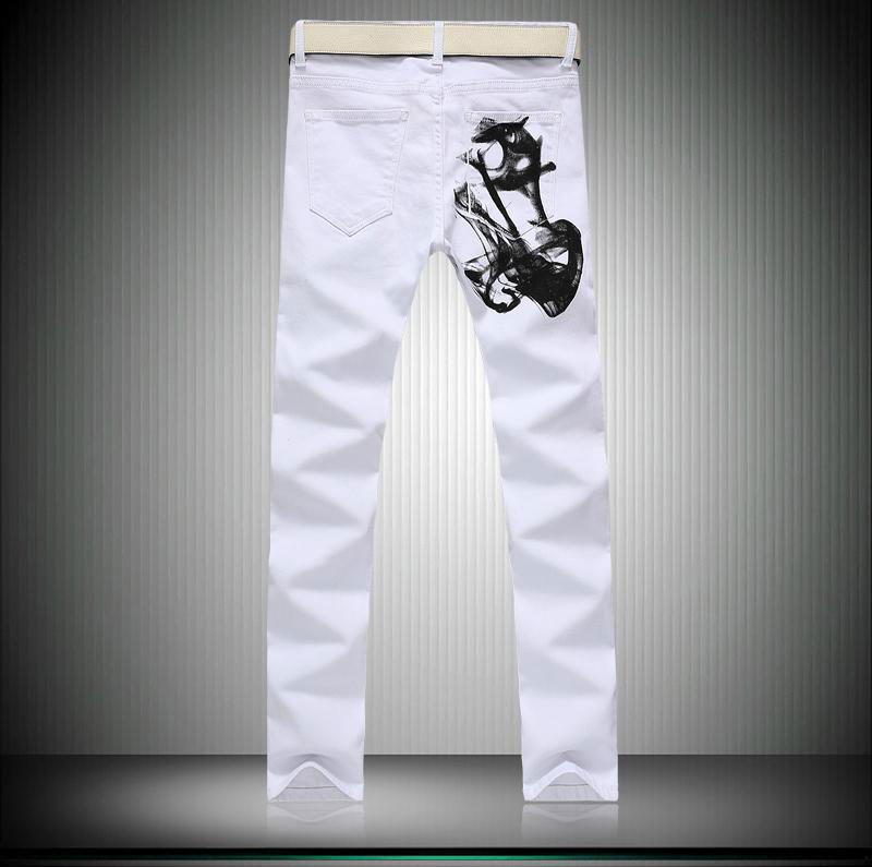 China Zhongshan Wholesale White Printed Denim Mens Jeans Y038 2