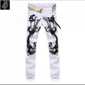 China Zhongshan Wholesale White Printed Denim Mens Jeans Y038 1