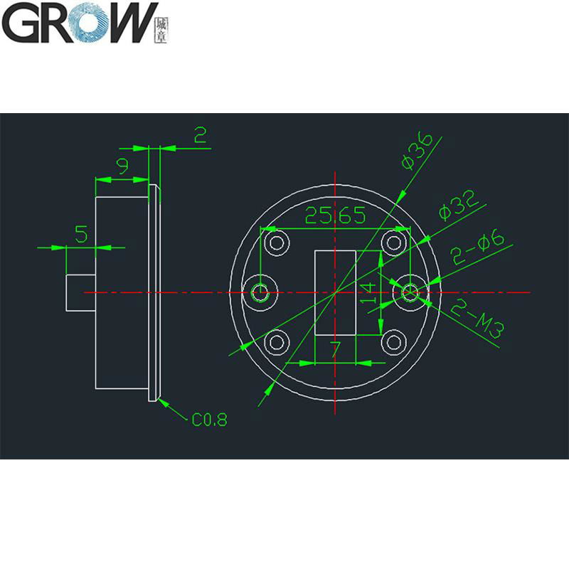 GROW 501 Circular Capacitive Fingerprint Scanner With 150 Finger capacity 5