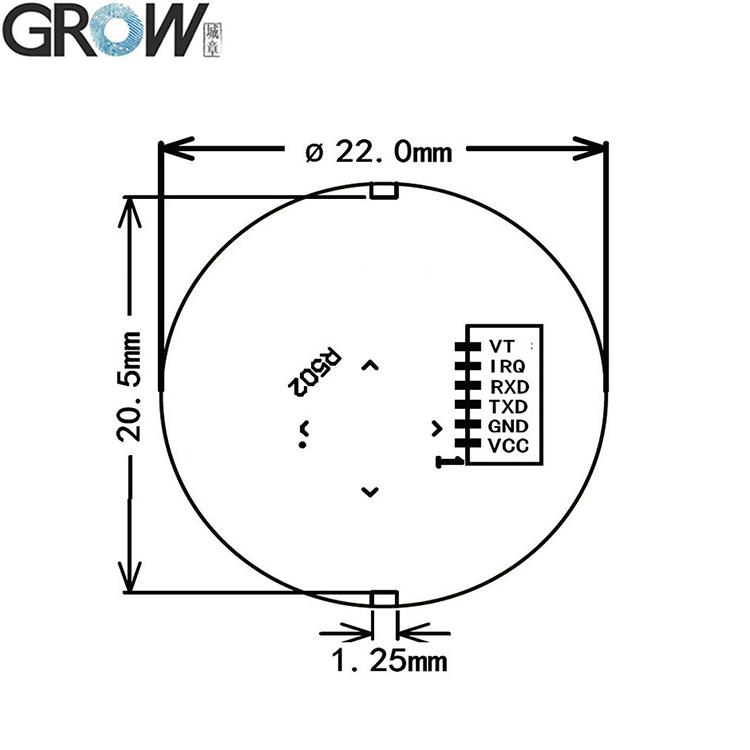 GROW R502 DC3.3V Circular Blue Red LED MX1.0-6pin Fingerprint Access Control 5