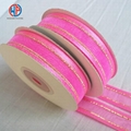 Wholesale polyester gold line organza ribbon with satin 3