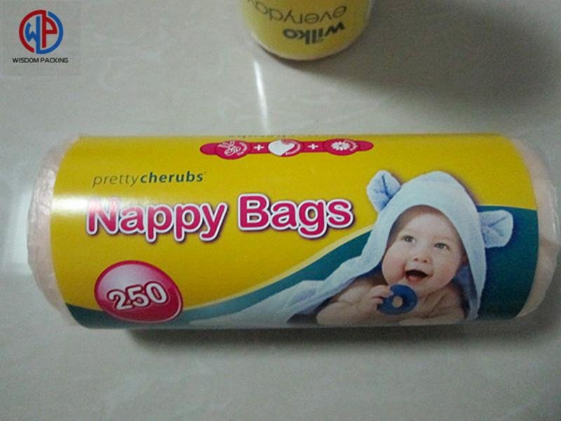 Factory produce plastic type diaper bags PE nappy bags with perfume 2