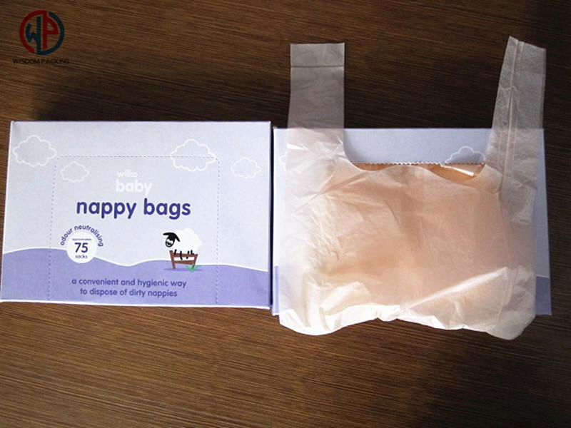 Factory produce plastic type diaper bags PE nappy bags with perfume 4
