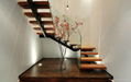 Contemporary wood staircase with glass railing 1