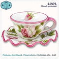 Fashion Elegant Rose Pattern Ceramic Tea Cup Set 4