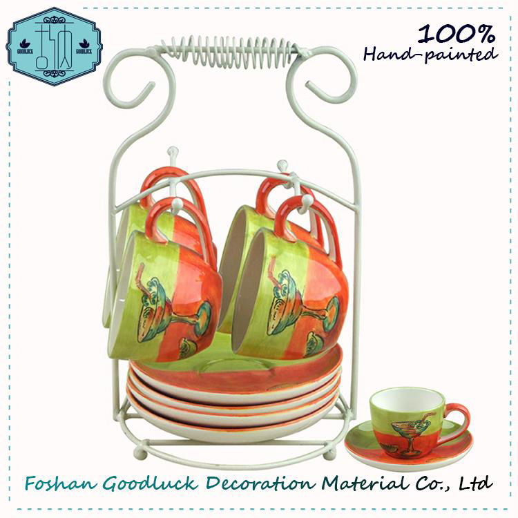 Fashion Elegant Rose Pattern Ceramic Tea Cup Set 5