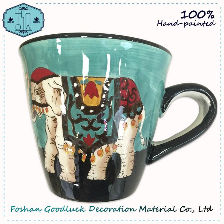 Grace Designs Hand Painted Thai Blue Elephant Big Animal Ceramic Mug 3