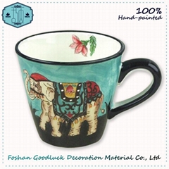 Grace Designs Hand Painted Thai Blue Elephant Big Animal Ceramic Mug