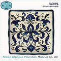 Hand Painted Blue Color Square Shape Ceramic Plate Dish