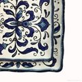 Hand Painted Blue Color Square Shape Ceramic Plate Dish 5