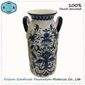 China Supplier Hand Made Blue And White Decorative Modern Tall Slim Vase