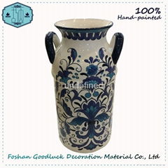 China Supplier Hand Made Blue And White Decorative Modern Tall Slim Vase