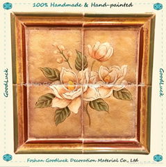 Hand Painting Ceramic Tile Plaque Decor with Magnolia Flower Pattern (36351)