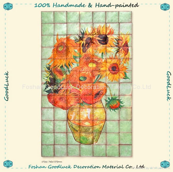 Hand Painting Ceramic Tile Plaque Decor with Magnolia Flower Pattern (36351) 2