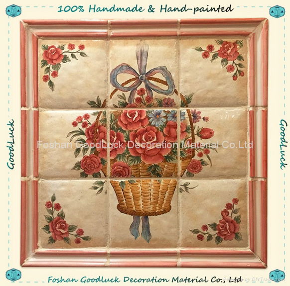 Hand Painting Ceramic Tile Plaque Decor with Magnolia Flower Pattern (36351) 3