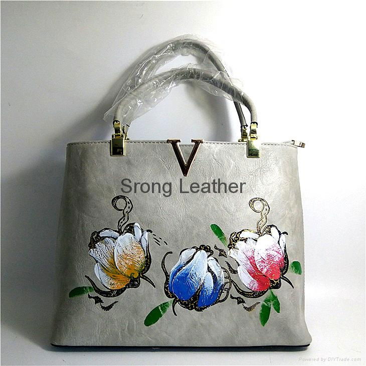 women handbag traditional Chinese style painting flower PU woman commuter bag  3