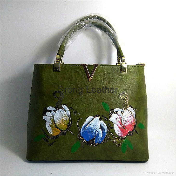 women handbag traditional Chinese style painting flower PU woman commuter bag  5