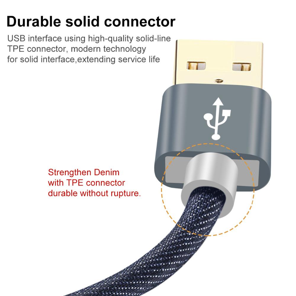 USB 3.0 Jeans Stitched Lightning USB cable for iPhone 2